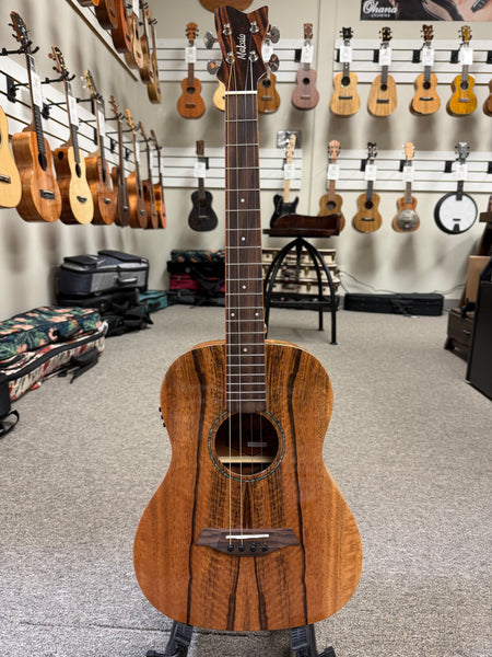 Makaio MSMBXS-10E Large Body Steel String Spalted Mango Electric Baritone Ukulele w/Case