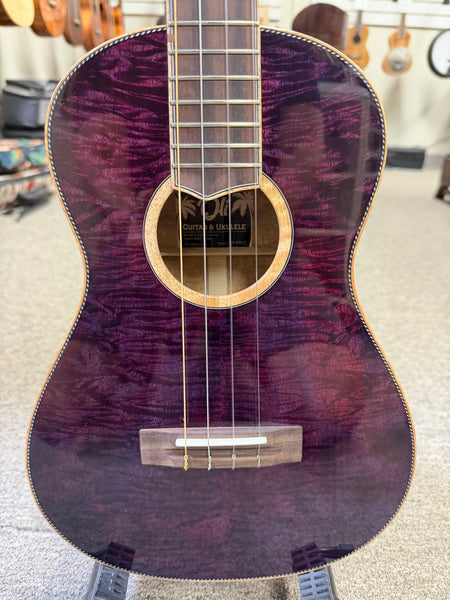Oli L1SP-BMG-P Solid Mango Baritone Ukulele w/Case - Purple Burst