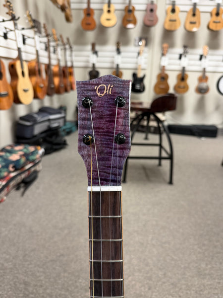 Oli L1SP-BMG-P Solid Mango Baritone Ukulele w/Case - Purple Burst