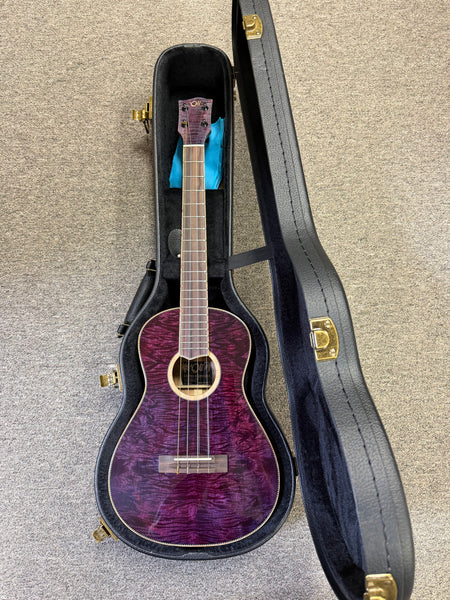 Oli L1SP-BMG-P Solid Mango Baritone Ukulele w/Case - Purple Burst