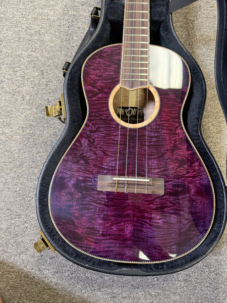 Oli L1SP-BMG-P Solid Mango Baritone Ukulele w/Case - Purple Burst