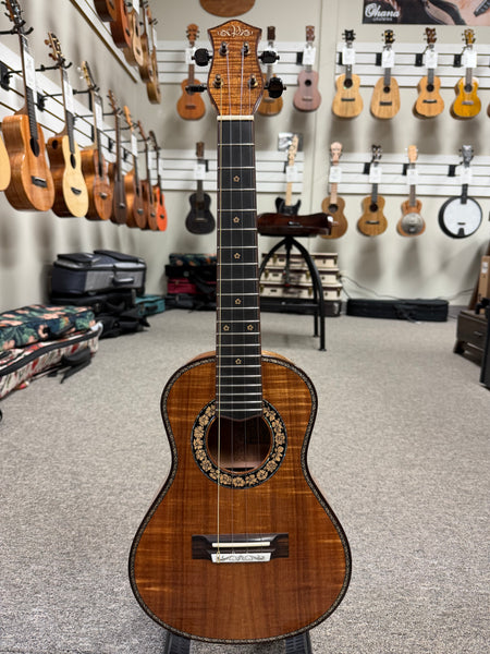 Petros Custom Solid Curly Koa Tenor Ukulele w/Case #203