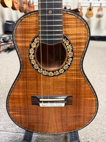 Petros Custom Solid Curly Koa Tenor Ukulele w/Case #203
