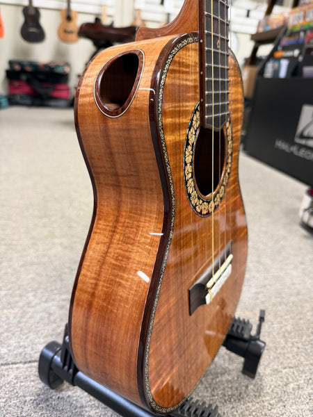 Petros Custom Solid Curly Koa Tenor Ukulele w/Case #203