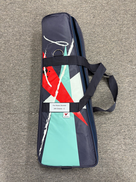 Rebel Double Cheese Solid Spruce/Mahogany Concert Ukulele w/Case - Side Sound Port