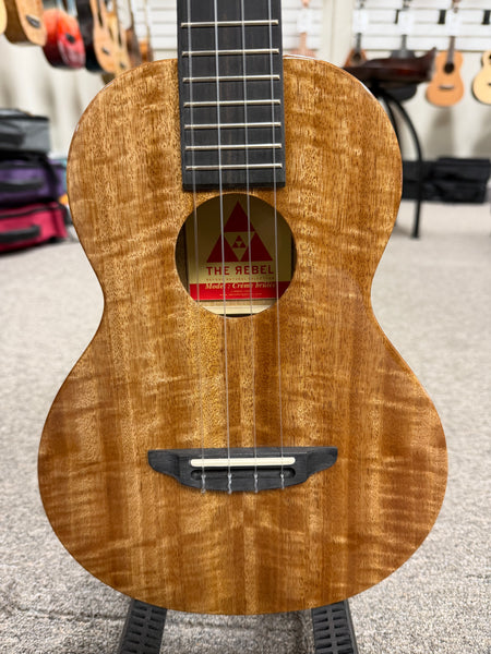 Rebel Creme Brulee Solid Mango Tenor Ukulele w/Case - Rebel Mango Slim Tenor