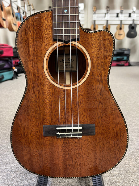 Lanikai MAS-CEB Solid Mahogany Electric Baritone Ukulele w/Case - Cutaway/Fishman Pickup