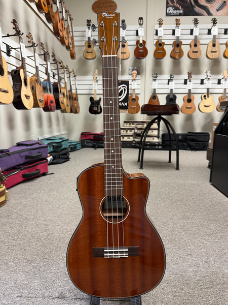 Ohana BK-35GCE Solid Mahogany Electric Baritone Ukulele - Cutaway