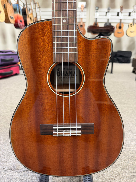 Ohana BK-35GCE Solid Mahogany Electric Baritone Ukulele - Cutaway