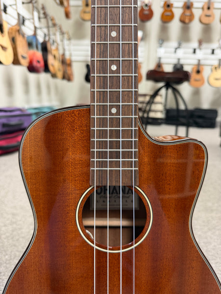 Ohana BK-35GCE Solid Mahogany Electric Baritone Ukulele - Cutaway