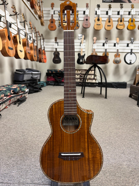 OHANA TK-7 Solid Acacia Tenor Ukulele w/Cutaway