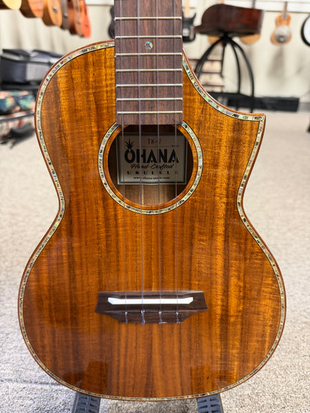 OHANA TK-7 Solid Acacia Tenor Ukulele w/Cutaway