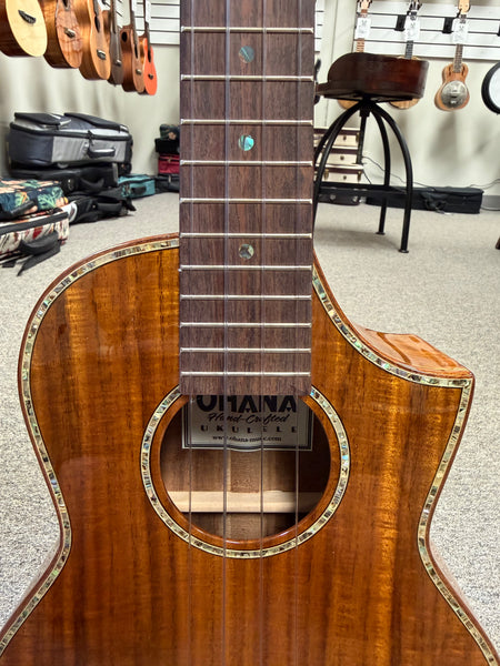 OHANA TK-7 Solid Acacia Tenor Ukulele w/Cutaway