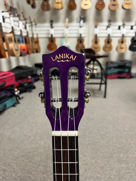 LANIKAI QM-PUCET Quilted Maple Electric Tenor Ukulele - Transparent Purple