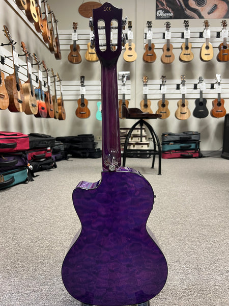 LANIKAI QM-PUCET Quilted Maple Electric Tenor Ukulele - Transparent Purple