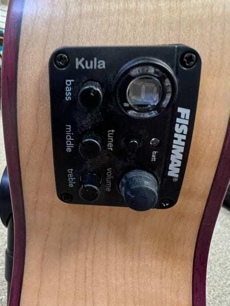 KALA KA-ASFM-B-CE Solid Flamed Maple Baritone Electric Ukulele w/Case