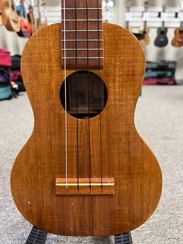 Kamaka Vintage Tiki Solid Koa Concert Ukulele w/Case - Made in Hawaii - Pre-Loved