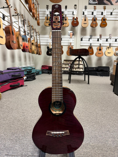 Flight Songbird Purple Electric Slimline Tenor Ukulele w/Case - Solid Flamed Maple/Solid Mango