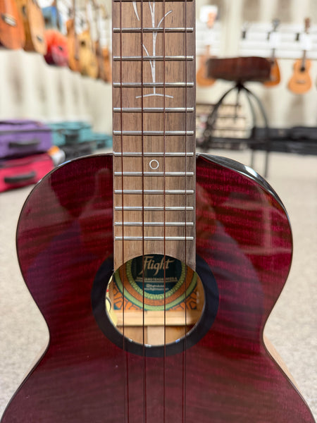 Flight Songbird Purple Electric Slimline Tenor Ukulele w/Case - Solid Flamed Maple/Solid Mango
