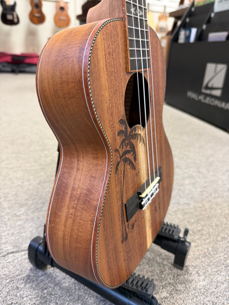 AMAHI C-49 Solid Koa Tenor Ukulele w/Case - Palm Tree Design