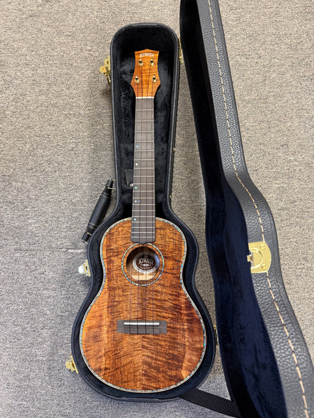 Kiwaya KPT-5K Solid 5A Curly Koa Tenor Ukulele w/Case