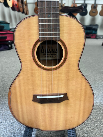 OHANA TK-6 Solid Spruce/Acacia Tenor Ukulele w/Comfort Armrest