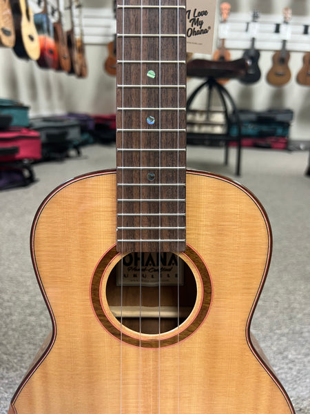 OHANA TK-6 Solid Spruce/Acacia Tenor Ukulele w/Comfort Armrest