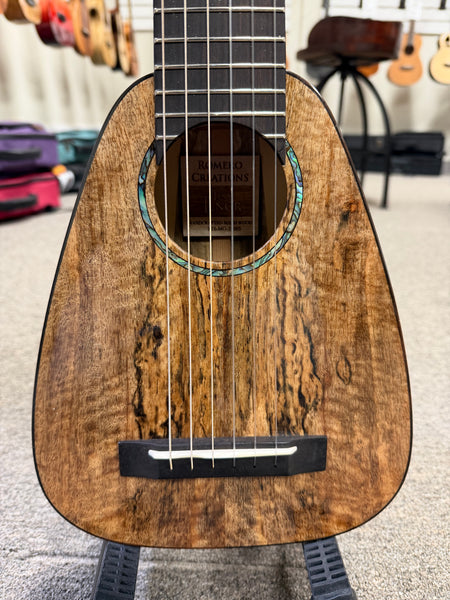 Romero Creations Solid Spalted Mango Tiny Tenor 6 String Guitalele/Guitarlele w/Case #1 - RC-TT6-MG Ukulele