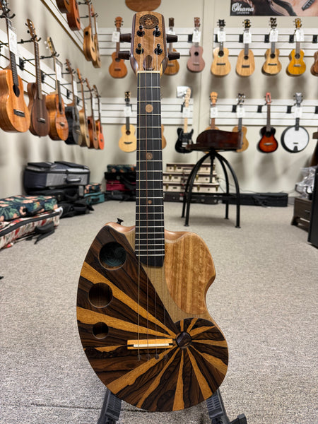Ray Vincent Solid Cyprus/Ziricote/Bocote Custom Electric Tenor Ukulele w/Case