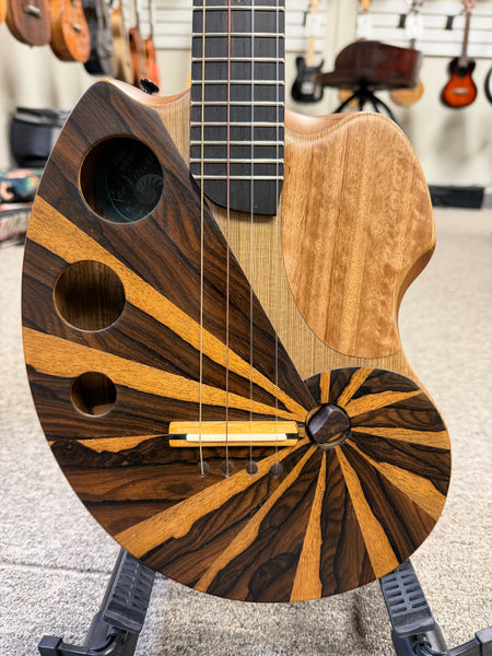 Ray Vincent Solid Cyprus/Ziricote/Bocote Custom Electric Tenor Ukulele w/Case