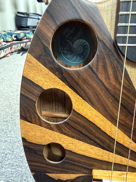 Ray Vincent Solid Cyprus/Ziricote/Bocote Custom Electric Tenor Ukulele w/Case