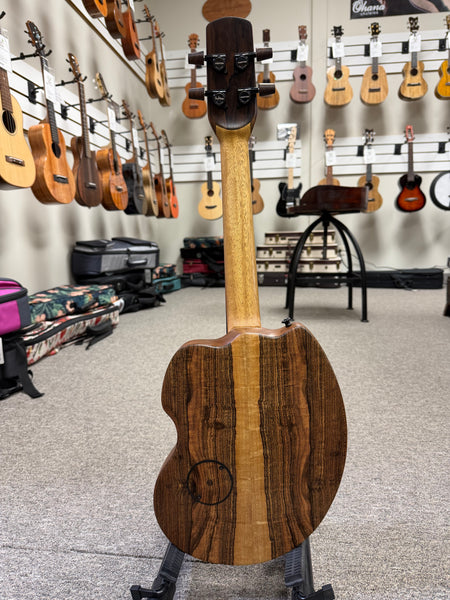 Ray Vincent Solid Cyprus/Ziricote/Bocote Custom Electric Tenor Ukulele w/Case