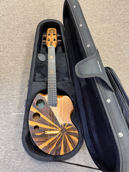 Ray Vincent Solid Cyprus/Ziricote/Bocote Custom Electric Tenor Ukulele w/Case