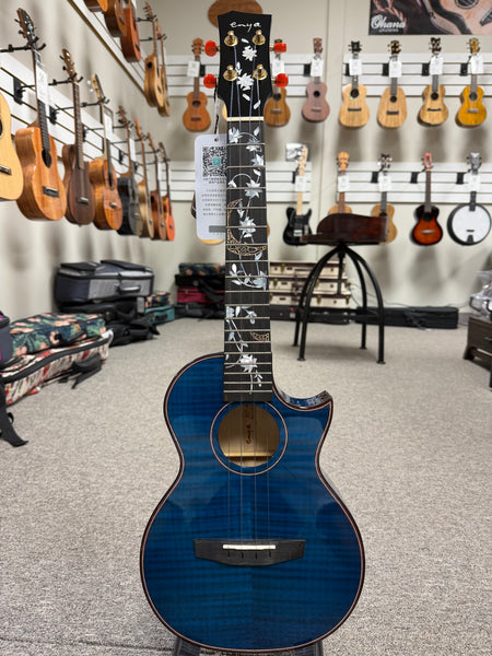 Enya EUT Flower-Sea Solid Maple Tenor Ukulele w/Case - Flower/Sea Ukulele Blue