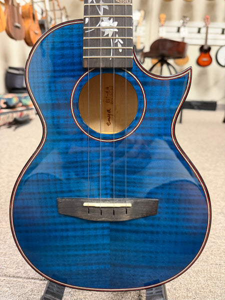 Enya EUT Flower-Sea Solid Maple Tenor Ukulele w/Case - Flower/Sea Ukulele Blue