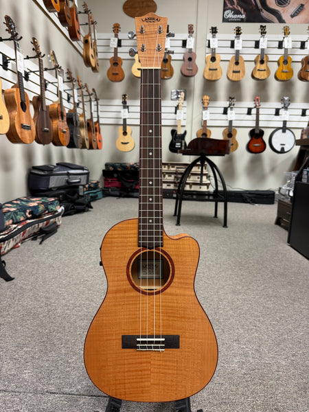 LANIKAI FM-CEB Flamed Maple Baritone Electric Ukulele w/Case - Cutaway/Fishman Pickup
