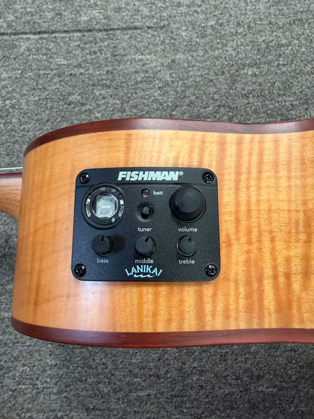 LANIKAI FM-CEB Flamed Maple Baritone Electric Ukulele w/Case - Cutaway/Fishman Pickup