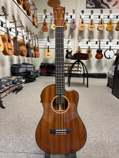 Lanikai MAS-CEB Solid Mahogany Electric Baritone Ukulele w/Case - Cutaway/Fishman Pickup