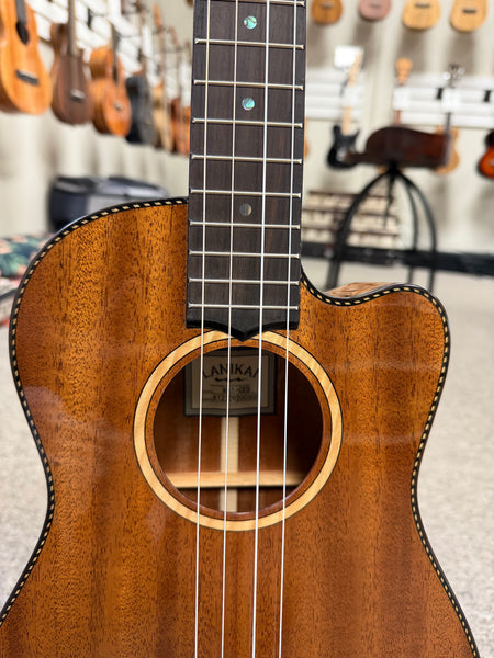 Lanikai MAS-CEB Solid Mahogany Electric Baritone Ukulele w/Case - Cutaway/Fishman Pickup