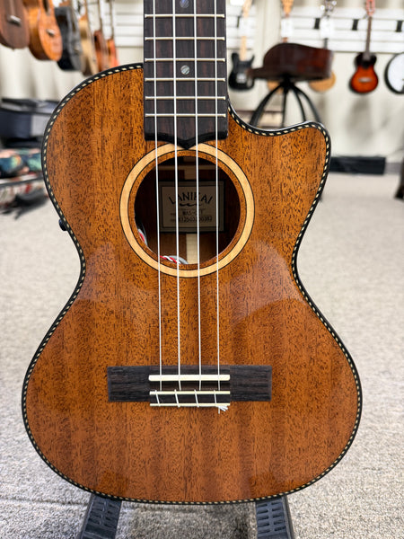 Lanikai MAS-CET Solid Mahogany Electric Tenor Ukulele w/Case - Cutaway/Fishman Pickup