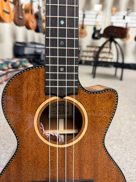 Lanikai MAS-CET Solid Mahogany Electric Tenor Ukulele w/Case - Cutaway/Fishman Pickup