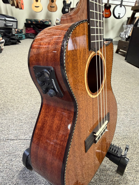 Lanikai MAS-CET Solid Mahogany Electric Tenor Ukulele w/Case - Cutaway/Fishman Pickup