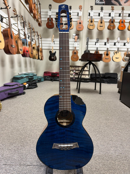 Flight Comet Blue Tenor Electric Ukulele w/Case - Solid Flamed Maple/Solid Mango