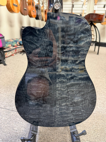 LANIKAI QM-BKCEG Quilted Maple Electric Guitalele w/Case - Transparent Black Guitarlele