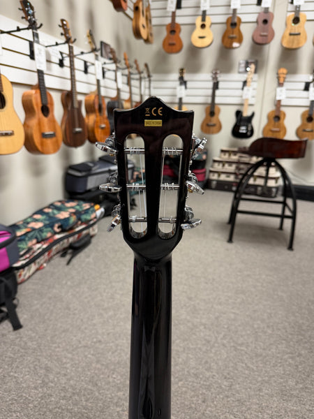 LANIKAI QM-BKCEG Quilted Maple Electric Guitalele w/Case - Transparent Black Guitarlele