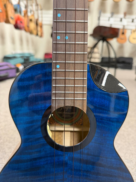Flight Comet Blue Tenor Electric Ukulele w/Case - Solid Flamed Maple/Solid Mango