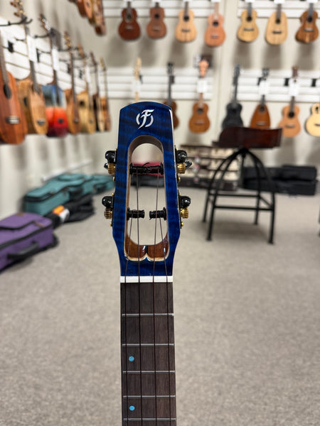 Flight Comet Blue Tenor Electric Ukulele w/Case - Solid Flamed Maple/Solid Mango
