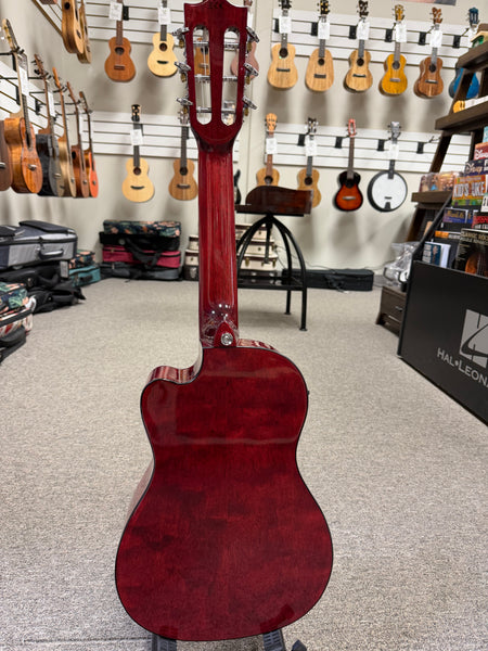 LANIKAI QM-RDCEG Quilted Maple Electric Guitalele w/Case - Transparent Red Guitarlele