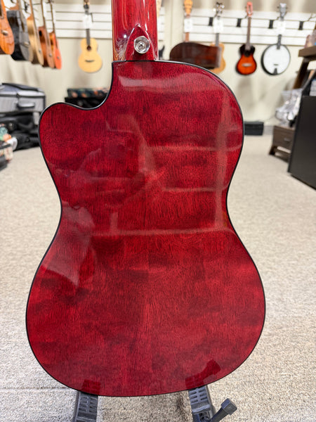 LANIKAI QM-RDCEG Quilted Maple Electric Guitalele w/Case - Transparent Red Guitarlele