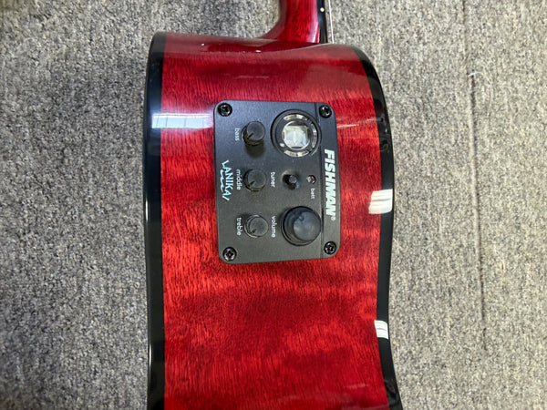 LANIKAI QM-RDCEG Quilted Maple Electric Guitalele w/Case - Transparent Red Guitarlele